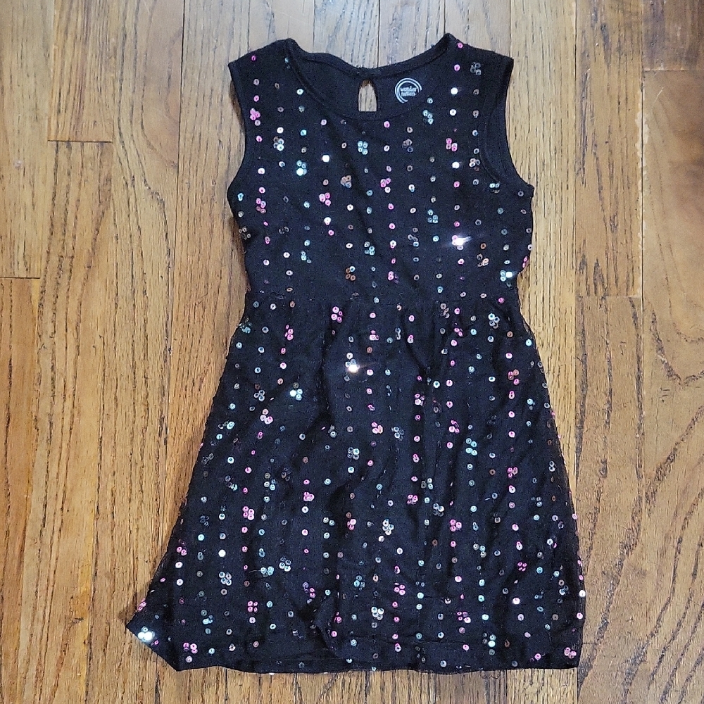 Wonder Nation Sz XS (4-5) Girls Black Sequin Party Dress